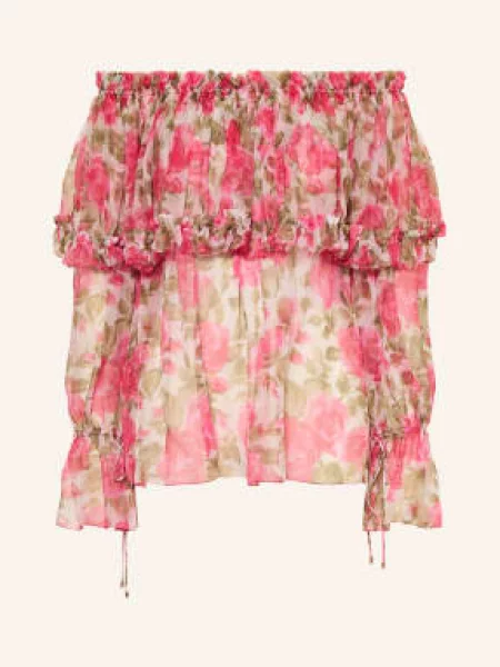 Top Chloé s volány s odhalenými rameny bílý