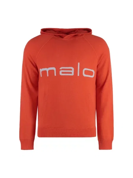 Sweter Malo z kapturem z logo pomarańczowy