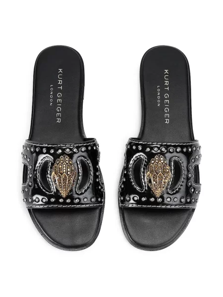 Кожаные шлепанцы Kurt Geiger London без каблука черные