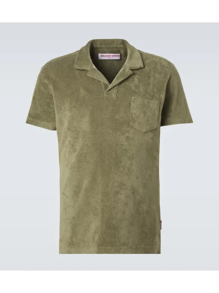 Tricou polo Orlebar Brown din material terry verde