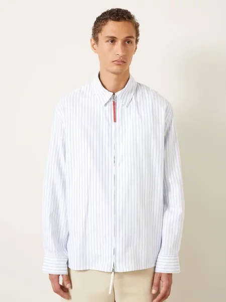Jacquemus Košile La Chemise Flash Comfort Fit tmavě modrá / černošedá bílá