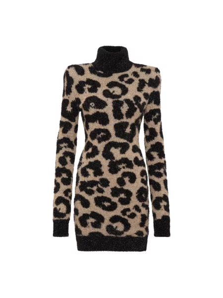 Długa osłona sukienka maxi Philipp Plein garniturowa brązowa