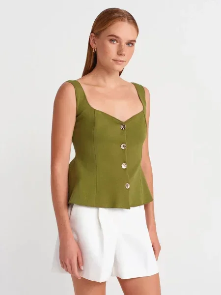 Dilvin Top Blusen kaki