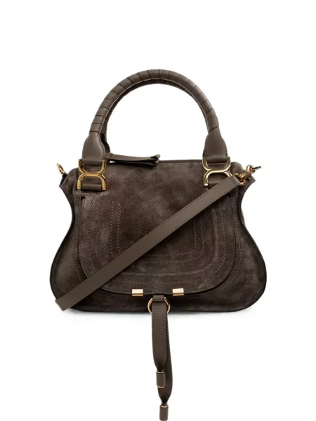 Geantă shopper Chloé din piele de căprioară maro