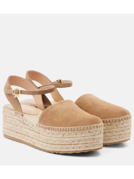 Espadrile Gianvito Rossi din piele de căprioară bej