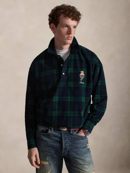 Tricou polo Polo Ralph Lauren din fleece verde