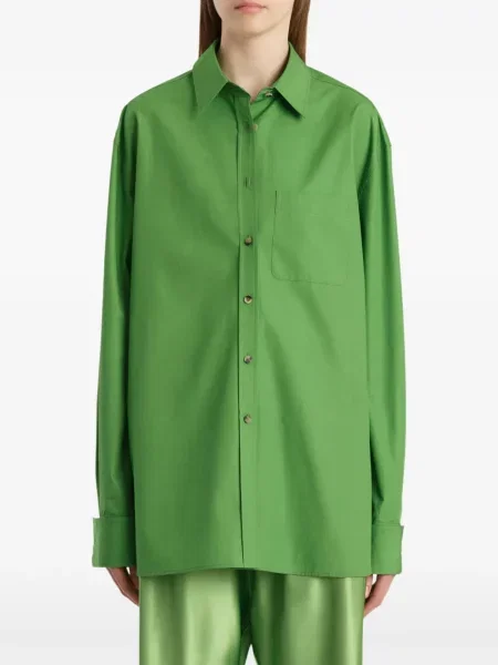 Długa koszula Khaite z kieszenią przednią zielona