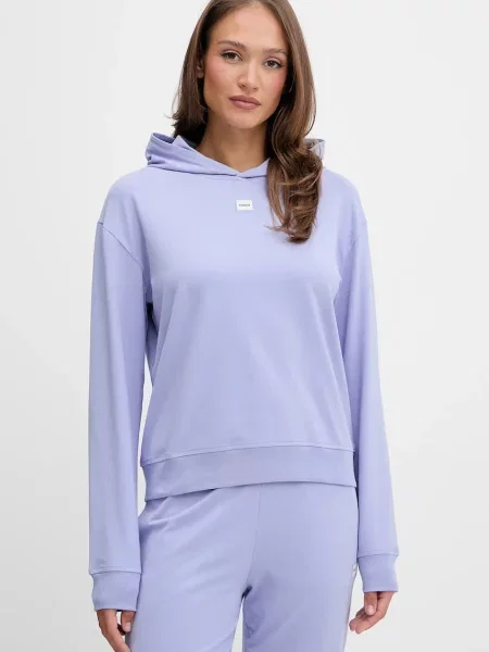 HUGO bluza z kapturem z aplikacją fioletowy
