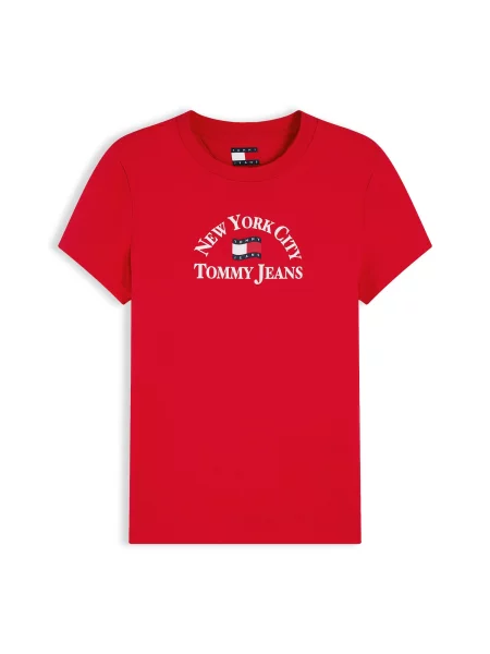 Tommy Jeans Tricou bleumarin / roșu alb