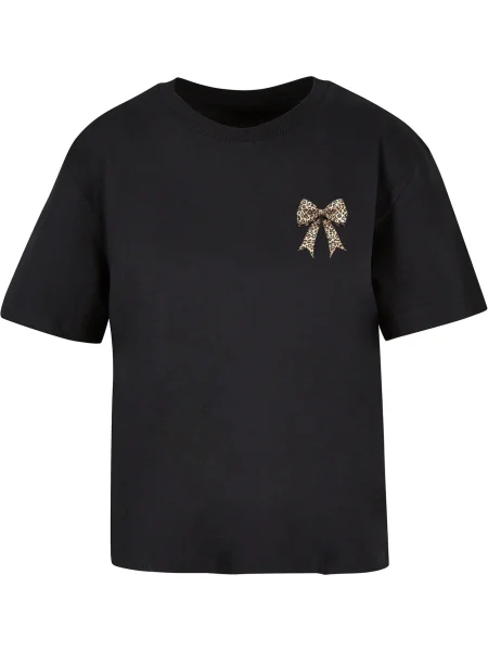 Merchcode Tričko Ribbon béžová / světle hnědá černá