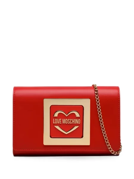 Colier Love Moschino cu bretele cu autograf roșu