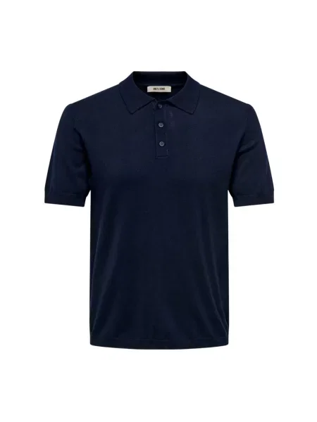 Dzianinowa koszulka polo Only & Sons niebieska