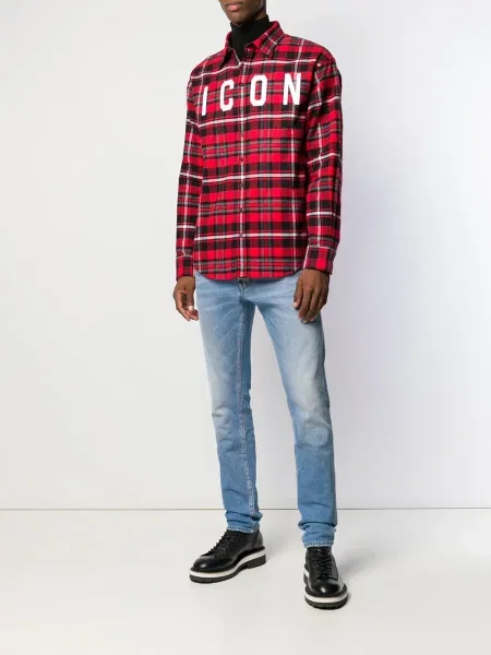Cămașă Dsquared2 în carouri roșu
