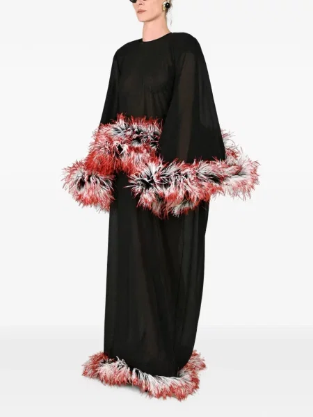 Rochie maxi Rowen Rose cu pene negru