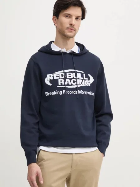 Red Bull Racing x Pepe Jeans pulover de INTARSIA HOODY albastru marin light roșu