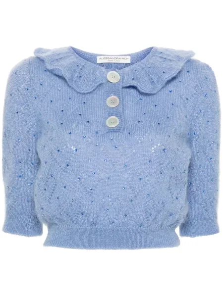 Top Alessandra Rich z kryształkami niebieski