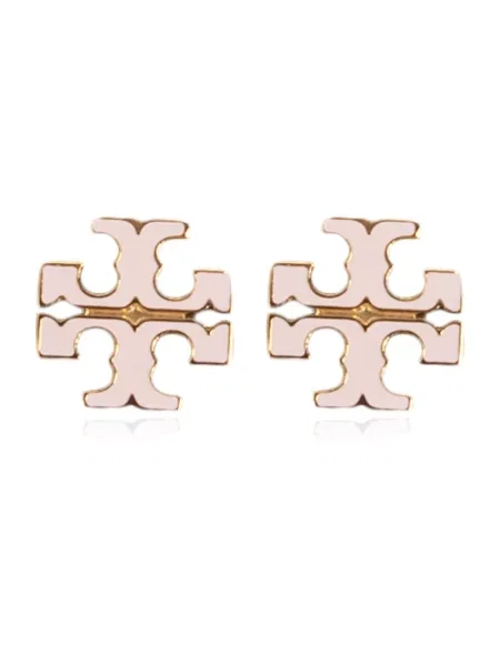 Tory Burch kolczyki ze stali nierdzewnej emalia Icon różowe
