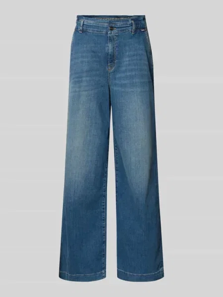 Jeansy z szerokimi nogawkami i wpuszczanymi w stylu francuskim Marc Cain granatowe