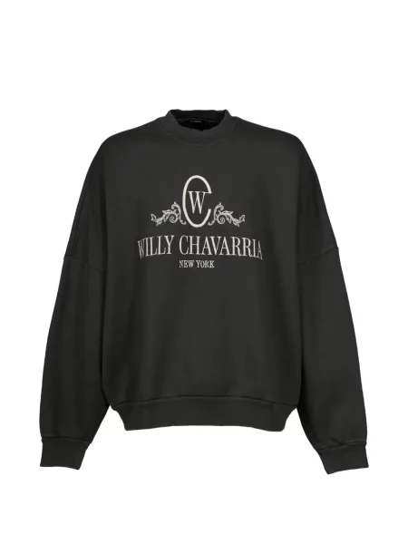 Pulover Willy Chavarria cu decolteu rotund negru