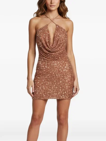 Rochie mini Retrofete cu paiete maro