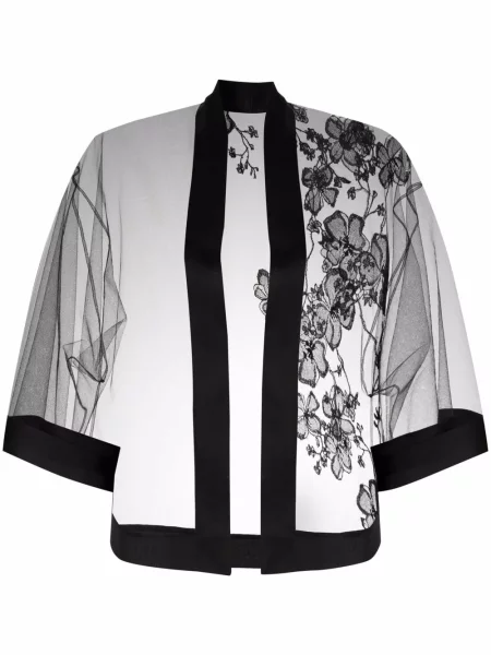 Halat Carine Gilson cu model floral din tul negru