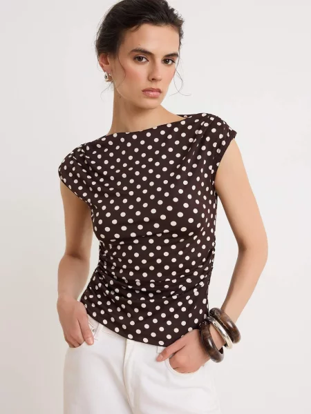 Trendyol Tricou ciocolatiu alb