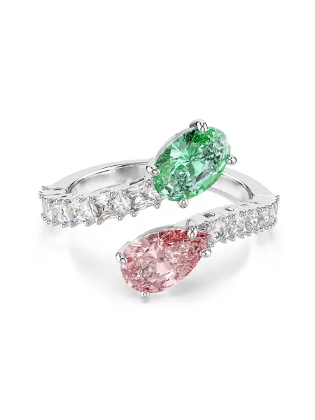 Swarovski Prstan / staro roza / srebrna zelena