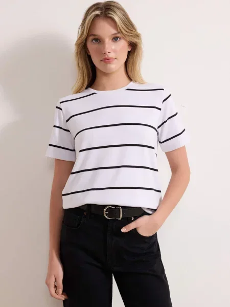 Trendyol Tricou negru alb