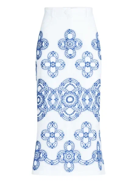 Fustă Silvia Tcherassi cu model floral alb