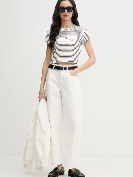 Calvin Klein Jeans Tricou BABY | Cropped Fit bej