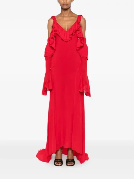 Rochie maxi Blumarine cu volane roșu