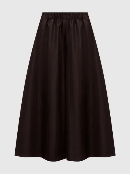 Спідниця міді з льону Brunello Cucinelli коричнева