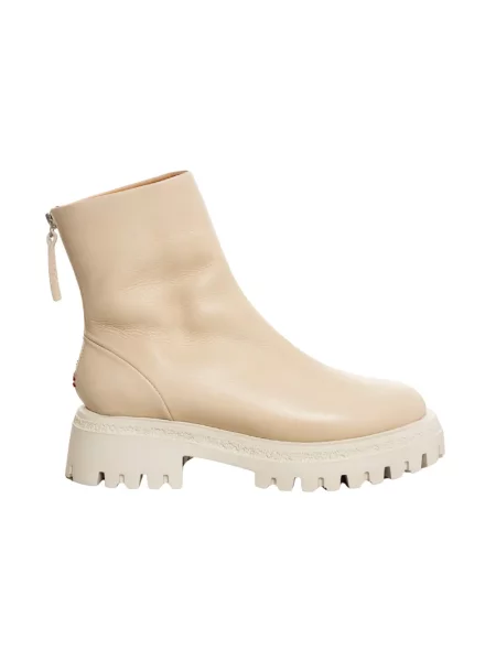 Buty do kostki Halmanera skórzane beżowe