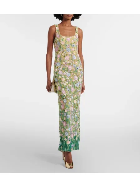 Rochie florală La Fuori cu model floral verde