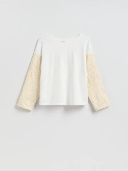 Reserved Tricou cu mânecă lungă din alb
