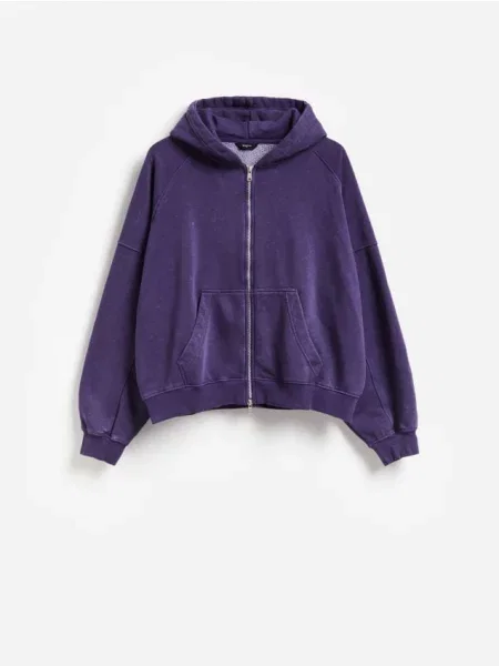 Reserved Rozpinana bluza z kapturem ciemnofioletowy