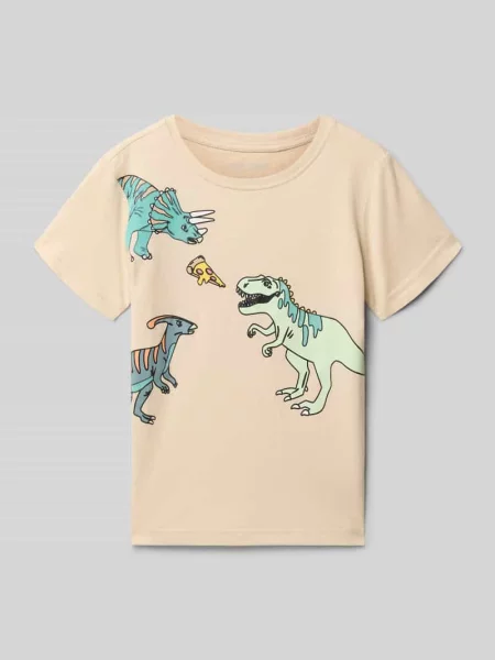 Męski t-shirt w kroju regular fit z nadrukiem z motywem na całej powierzchni Blue Seven