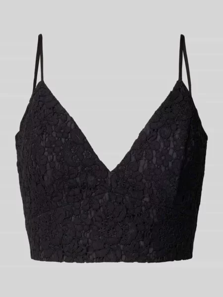 Krótki top Jake*s Cocktail z dekoltem w serek na ramiączkach czarny