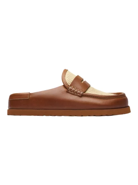 Klapki Birkenstock skórzane brązowe