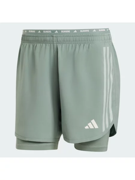 Pruhované běžecké krátké kraťasy Adidas zelené