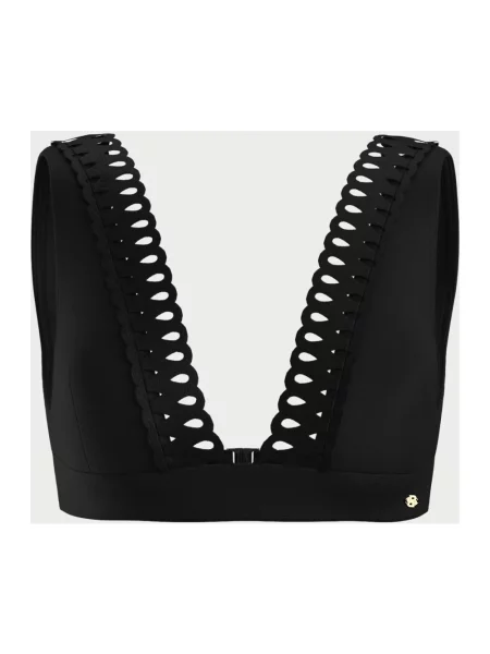 Top bikini z falistym wykończeniem model ‘EYELET’ Boss czarny