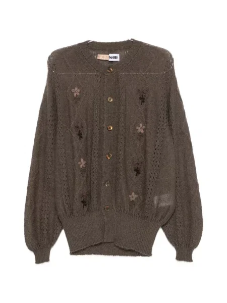 Cardigan Magliano cu broderie cu model floral maro
