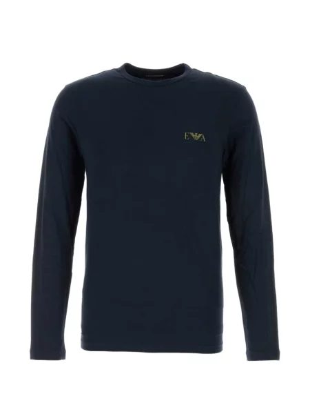 Dlouho tričko Emporio Armani s potiskem modré