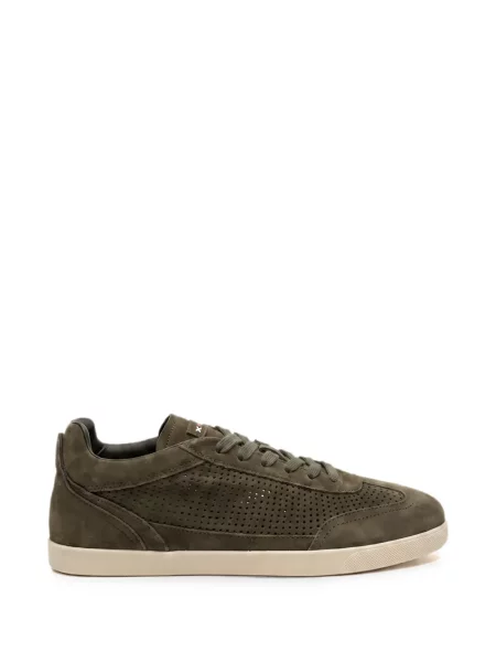 Sneakerși Kiton din piele de căprioară verde