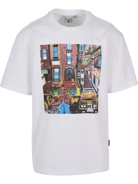 Karl Kani Tricou azur / galben muștar / roşu închis alb