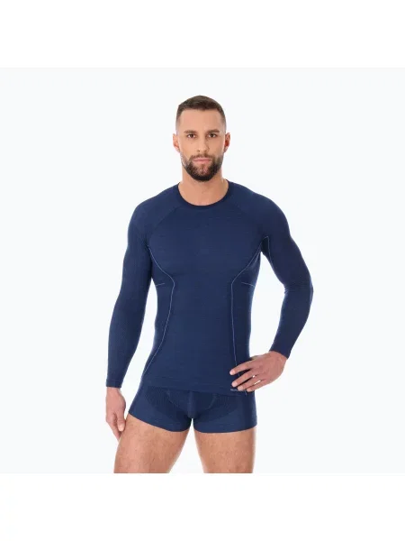 Longsleeve termoaktywny Brubeck Active Wool granatowy