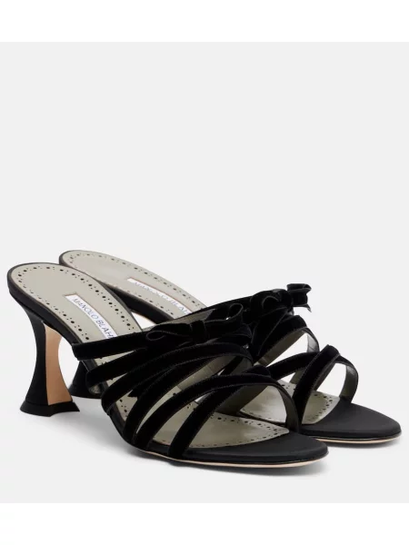 Кадифени мюли Manolo Blahnik черно