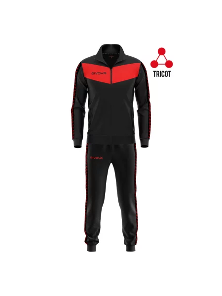 GIVOVA dres sportowy komplet bluza i spodnie Triacetato czarny/czerwony S czarne