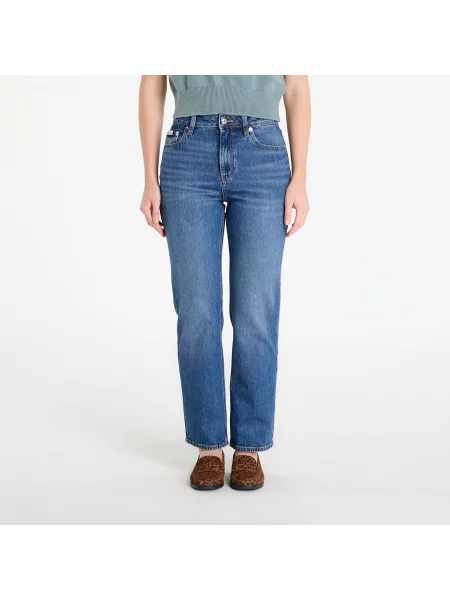 Blugi Calvin Klein Jeans High Rise Straight Short Jeans Blue 25 albastru