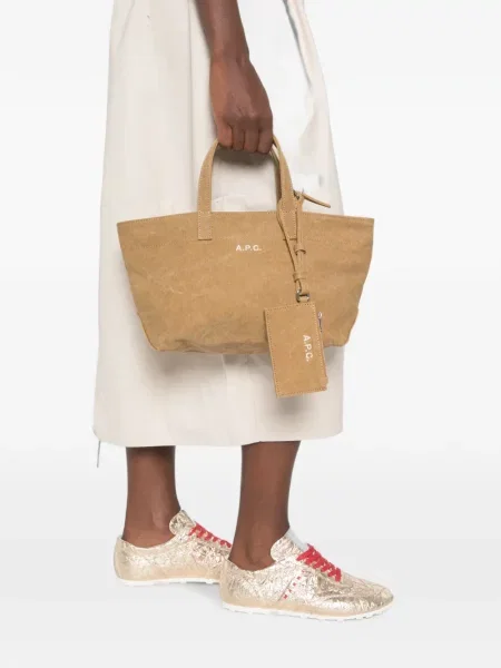 Geantă shopper A.p.c. din canvas cu autograf